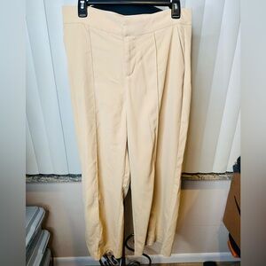 HYFVE Beige Wide Leg High Rise Career Trouser Size Large
